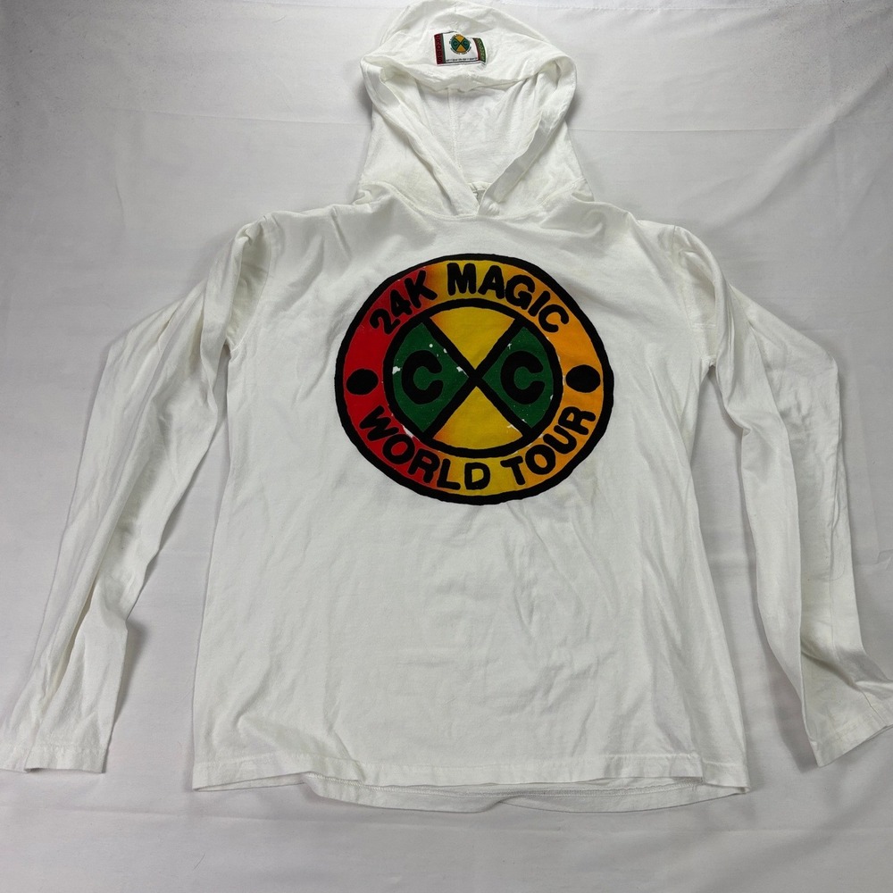 Cross Colours Bruno‎ Mars 24K Magic World Tour 2018 Graphic Hoodie Small White